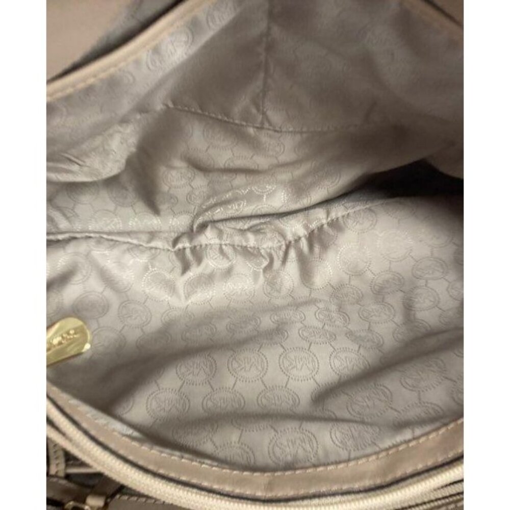Michael‎ Kors Brown Jet Set Monogram Tote Bag With Beige Straps & Logo Charm - Picture 3 of 7